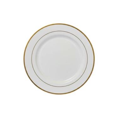 Imagem de Kit 5 Pratos Plástico Rígido Borda Dourada 26cm Festa Jantar - 525612E