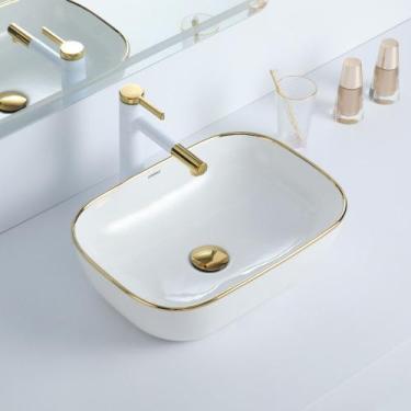 Imagem de Cuba Deend De Cerâmica DoratoLuce Para Banheiro 45x32x13cm