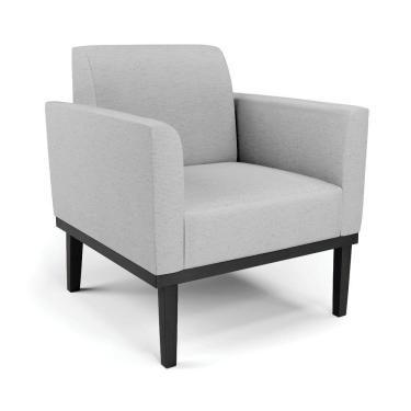 Imagem de Conjunto Poltrona E Namoradeira Decorativa Pés Fixo Em Madeira Preto Linho Cinza