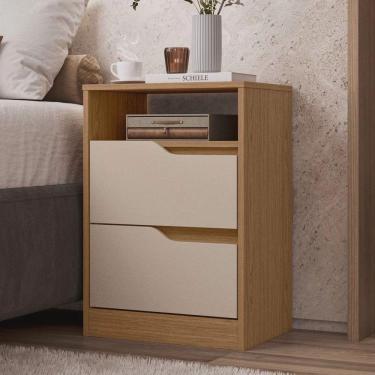 Imagem de Mesa De Cabeceira 2 Gavetas Sem Pés Sole Albatroz Cinamomo Off White
