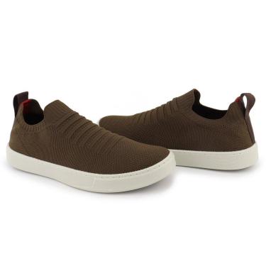 Imagem de Tênis Knit Trançado Casual Masculino Slip On Malha Respirável Sem Cadarço Super Leve e Confortável-Masculino