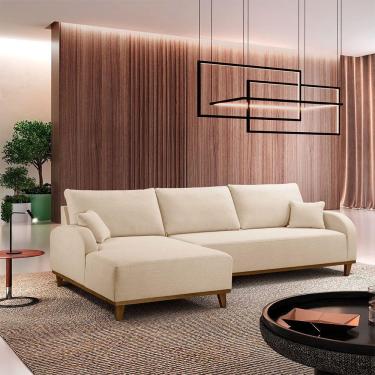 Imagem de Sofá Albano Linho 300cm Chaise Lado Esquerdo Meu Sofá Online A294 Linho Creme