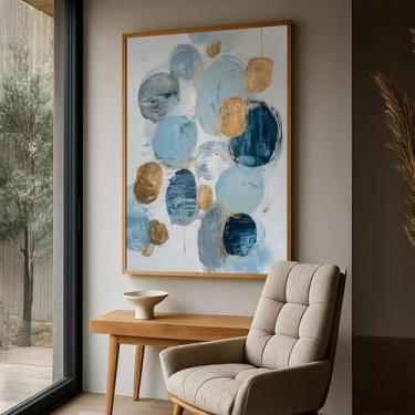 Imagem de Quadro com Moldura e Acrilico Cristal Vidro Abstrato Círculos para Sal