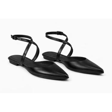 Imagem de Mule Feminino Bico Fino Sapatilha Bailarina Sapato Feminino Dourado De