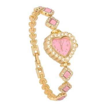 Imagem de Relógio de Pulso Delicado Modelo Coração Brilhante Rosa Moda - DHP