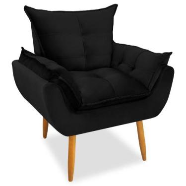 Imagem de Poltrona Decorativa Opala Pés Palito Veludo Preto Chamby Móveis