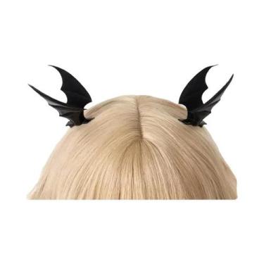 Imagem de Presilha De Cabelo Gótica Lolita Com Asas De Anjo E Demônio, Bordada C