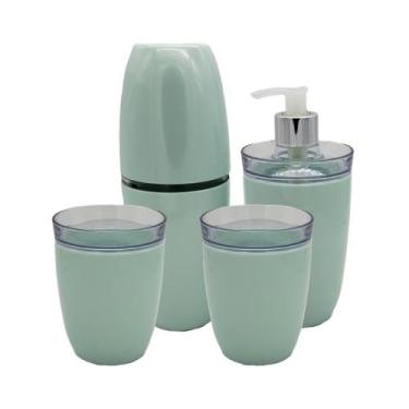 Imagem de Conjunto organizadores de bancada de lavabo com porta escovas, dispens