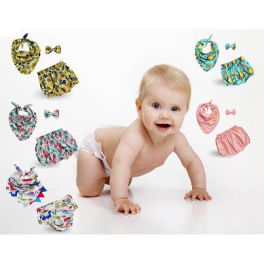 Imagem de Babador de bebe para o verão babadores infantil kit babado + calcinha 