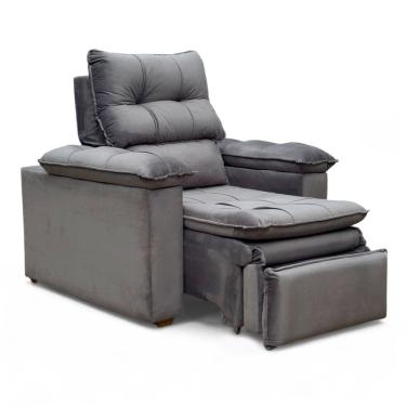 Imagem de Poltrona do Papai Reclinável Retrátil Bonari Veludo Cinza Grafite - Loja Sheep