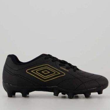 Imagem de Chuteira Umbro Class Footballer Campo Juvenil Preta e Dourada-Unissex