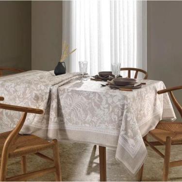 Imagem de Toalha de Mesa Dohler Bege Floral Renova Alana Clean Limpa Fácil, 1,60