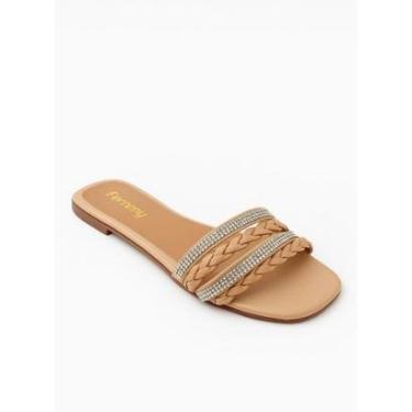 Imagem de Sandália Feminina Rasteirinha Femmy Strass Trança Color-Feminino