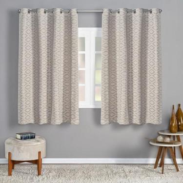 Imagem de Cortina 2,80m x 2,30m Jacquard Corta Luz Sala Quarto Apartamento Moder