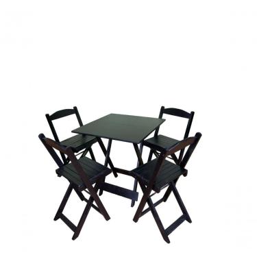 Imagem de Conjunto Dobrável 70x70 Com 4 Cadeiras Preto Bar Restaurante