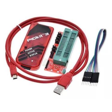 Imagem de Kit Pickit 3 Gravador Pic Usb Programador com Socket Zif - BLUTU