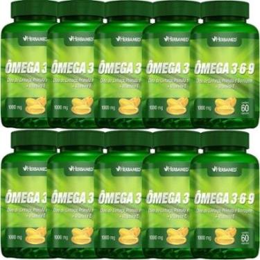Imagem de Kit 10X Ômega 3, 6 e 9 Linhaça, Prímula E Borragem + Vitamina E - 60 Cápsulas - Herbame...
