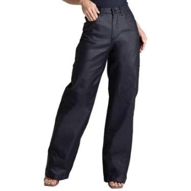 Imagem de Calça Resinada Sawary Wide Leg -282589 - Preto 44-Feminino