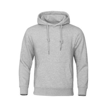 Imagem de Moletom Masculino De Fleece Quente Com Capuz, Casual, Cor Sólida, Moda