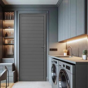 Imagem de Porta de Aluminio Laminada 215x75cm Pratica - Cor: Branco - Vitrolar