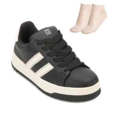 Imagem de Tênis Casual Ramarim e Meia RM25-259, Preto, Bege, 37