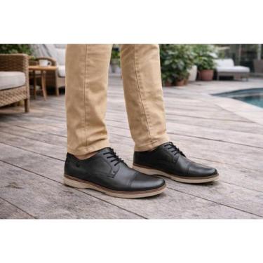 Imagem de Sapato Masculino Casual Em Couro Legítimo Pegada 126702, Preto, 41