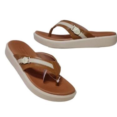 Imagem de Chinelo Usaflex AL0102 Conforto em Couro Dedo Caramelo, 37