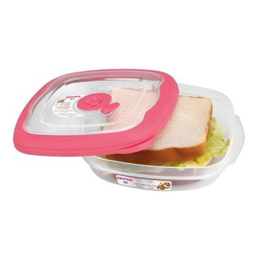 Imagem de Pote Sanduíche Lance Plast Hermetico Flor Sanremo 71457 664ml Rosa Cor