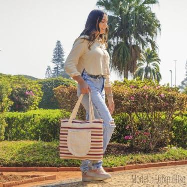 Imagem de Bolsa Feminina Tecido Mao Ombro Artesanal Praia Estilosa Resistente La