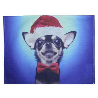 Imagem de Jogo Americano Estampa Natal Cachorro Natalino 4 Peças - Genérico