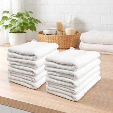 Imagem de Kit 10 Pano de Chão Saco Duplo Grosso Absorvente Algodão Alvejado 45x70cm para Faxina Branco Neves