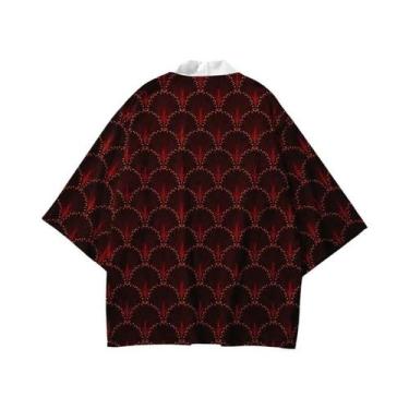 Imagem de Yukata Unissex Com Estampa De Sakura, Kimono Japonês Estilo Harajuku, 
