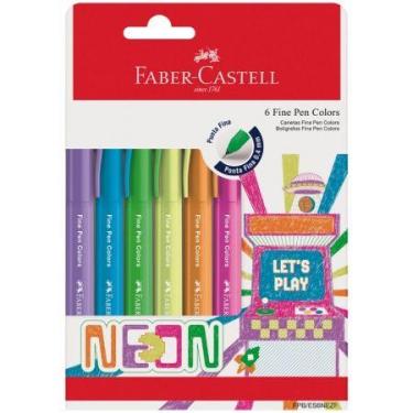 Imagem de Caneta hidrográfica Fine Pen Neon FPB/ES6NEZF com 6 unidades - Faber-C