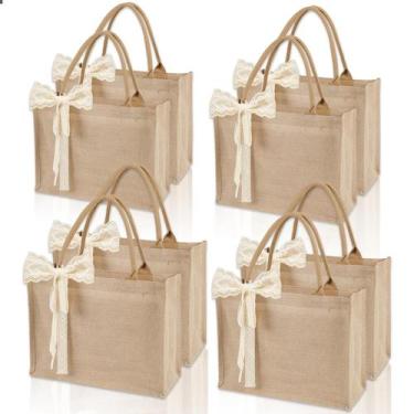 Imagem de Conjunto de Sacolas Tote Karinoos 8pcs Impermeáveis de Juta 39x15x30cm