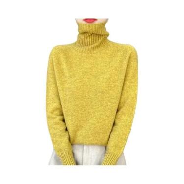 Imagem de Hoodie Feminino 100% Lã Merino, Manga Longa, Gola Alta, Top Quente Em 