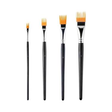 Imagem de Conjunto De Pincéis Serrilhados 4 Peças Para Pintura Em Aquarela, Óleo