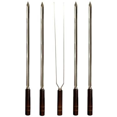 Imagem de Kit 5 Espetos Artesanais Inox P/Churrasco