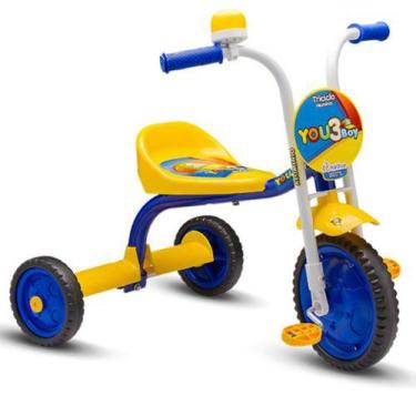 Triciclo Velotrol Tonquinha Motoca Infantil Dino Azul Menino