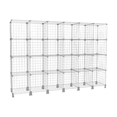 Imagem de Estante Organizador Aramada Balcão de Atendimento Expositor de Loja 24 Nichos Prateleira Multiuso Branco