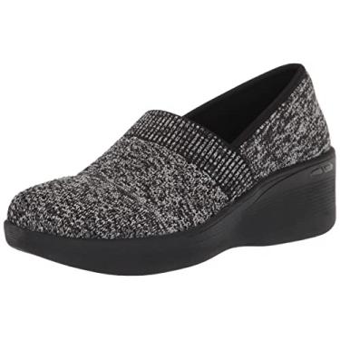 Imagem de Skechers Sapato de salto plataforma confortável feminino, Preto/branco, 11