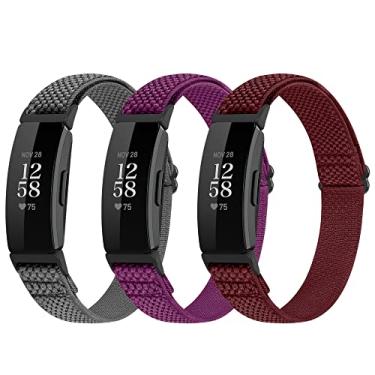 Imagem de Huamanlou Pulseiras esportivas de nylon elásticas ajustáveis compatíveis com Fitbit Inspire 3/Inspire 2/Inspire/Inspire HR/Ace 2/Ace 3, pulseiras de substituição de alças elásticas de laço macio para