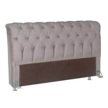 Imagem de Cabeceira para Cama Box Queen Bom Pastor Sofistic Estofada Veludo Luxo Creme