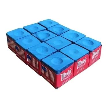 Imagem de Giz Triangle Master Profissional Bilhar Sinuca 12 Unidades Azul