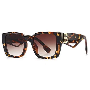 Imagem de Óculos de Sol Moda Grande Armação Vintage Estilo Letra B Decorativo Oco Personalidade Óculos de Sol Preto, WTYJ129 Manchas Marrons, Tamanho Único