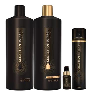 Imagem de Kit Shampoo Condicionador Óleo Condicionador á Seco Sebastian Professional Dark Oil