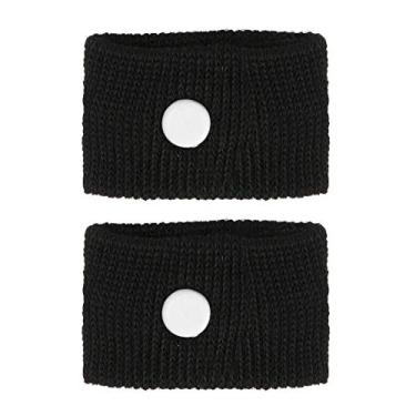 Imagem de 1 par de pulseiras anti-náuseas de elastano para enjoo de pulso antináusea para carro marítimo voando viagem (preto)