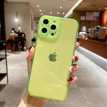 Imagem de Capa de telefone fluorescente transparente de luxo para iphone 11 12 13 pro max 11pro 13 promax 12 mini xs x xr se 2020 6s 7 8 plus capa, amarelo fluorescente, para iphone 8