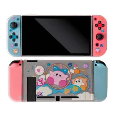 Imagem de ENFILY Cute Kirby Case Compatible with Nintendo Switch, Dockable Case Cover, Ergonomic Soft TPU Grip Case for Joycon, Sparkle Skin Set