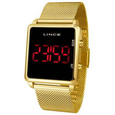Imagem de Relogio Lince Feminino Mdg4596l Pxkx Digital Dourado Quadrado
