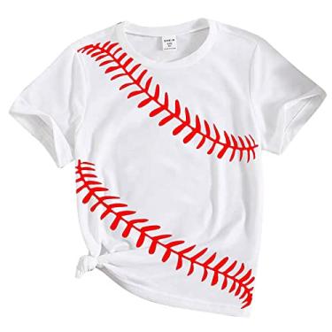 Imagem de Blusa Camiseta Tops Casual Beisebol Estampas 3D Crianças Meninas Meninos Estampado Roupas Crianças Adolescentes Roupas Meninas Macacão Bebê Menina (Roxo, 8-9 Anos)